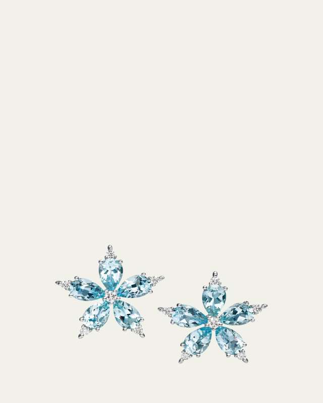 White Gold Aquamarine and Diamond Earrings